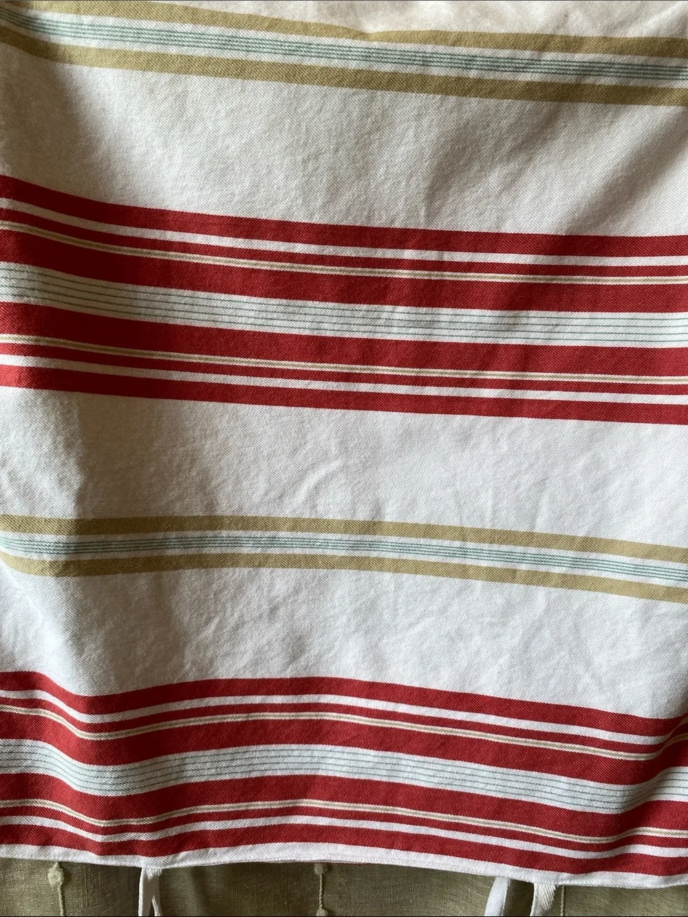 Pottery Barn Costal Cottage Striped Red and White Cotton Pillow Cover